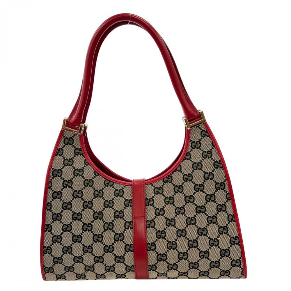 GUCCI グッチ ハンドバッグ ジャッキー 002・1067 GGキャンバス レザー レッド 赤 ゴールド金具 レディース【中古品】