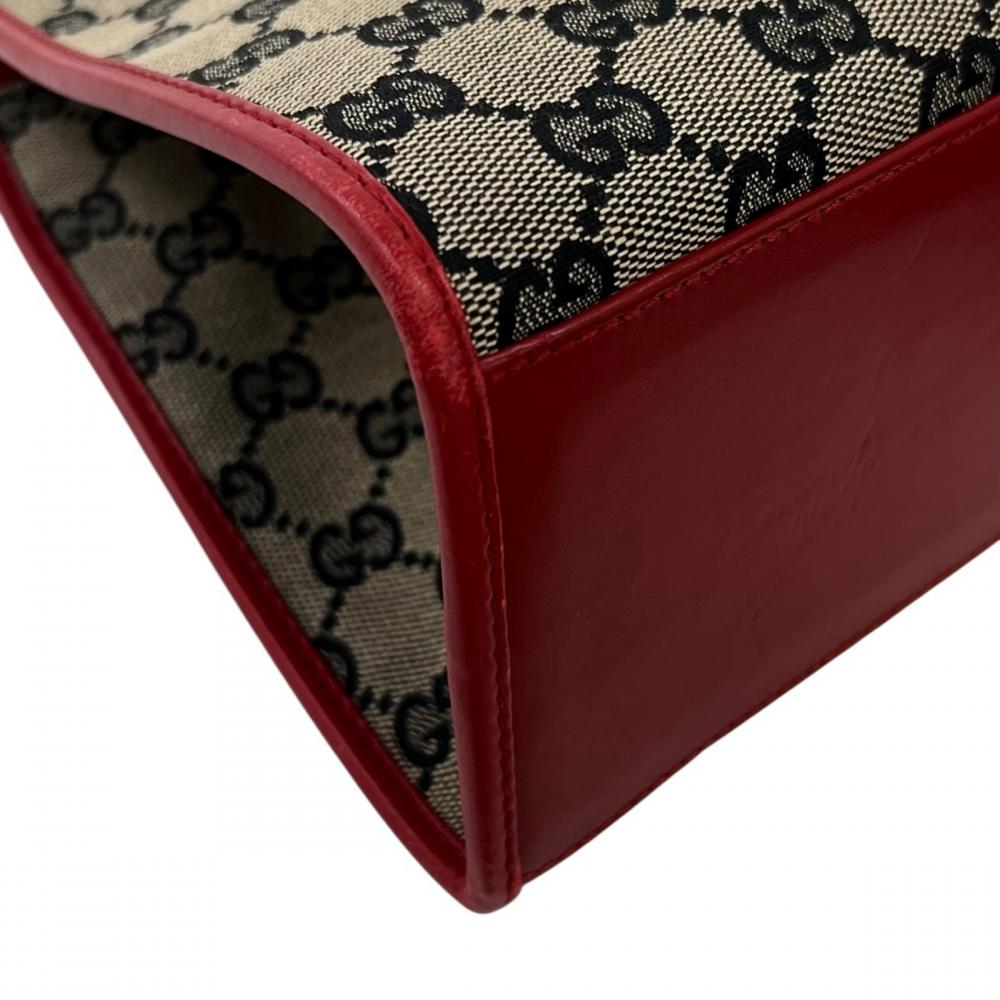 GUCCI グッチ ハンドバッグ ジャッキー 002・1067 GGキャンバス レザー レッド 赤 ゴールド金具 レディース【中古品】