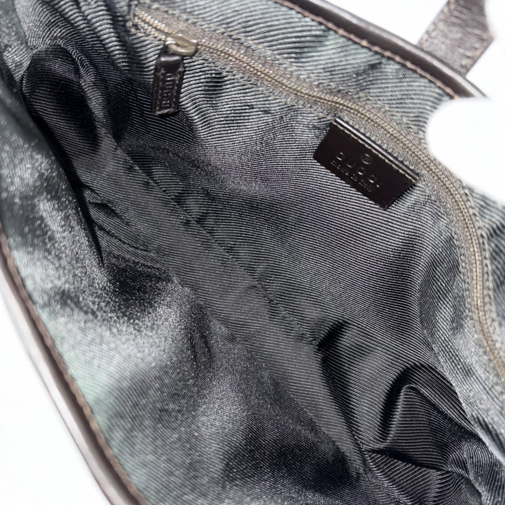 GUCCI グッチ ハンドバッグ ジャッキー 01147 GGキャンバス レザー ベージュ ブラウン 茶 シルバー金具 レディース【中古品】