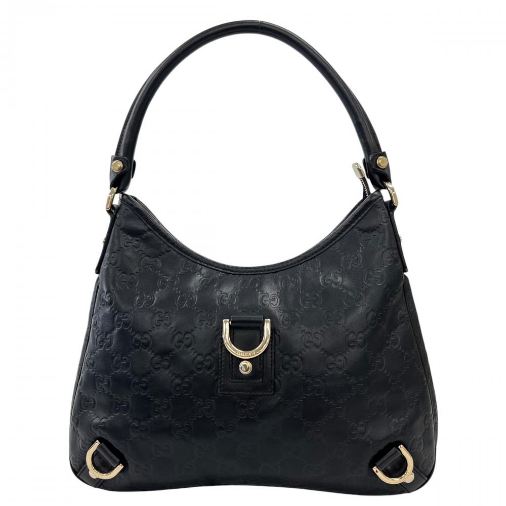GUCCI グッチ ハンドバッグ アビー ホーボー 130738 レザー ブラック 黒 ゴールド金具 レディース【中古品】