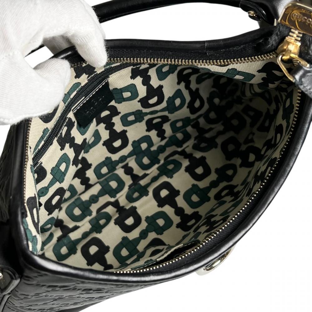 GUCCI グッチ ハンドバッグ アビー ホーボー 130738 レザー ブラック 黒 ゴールド金具 レディース【中古品】