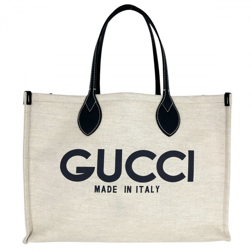 【開店SALE】 GUCCI グッチ トートバッグ ロゴ ハンドバッグ かばん 鞄 772176 GGスプリームキャンバス ベージュ ネイビー 紺 シルバー金具 レディース【中古品】