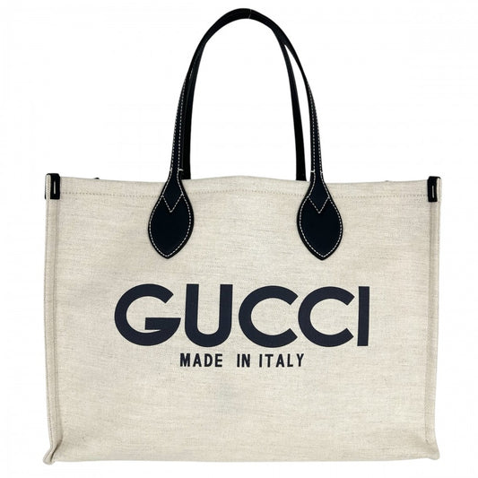 【開店SALE】 GUCCI グッチ トートバッグ ロゴ ハンドバッグ かばん 鞄 772176 GGスプリームキャンバス ベージュ ネイビー 紺 シルバー金具 レディース【中古品】