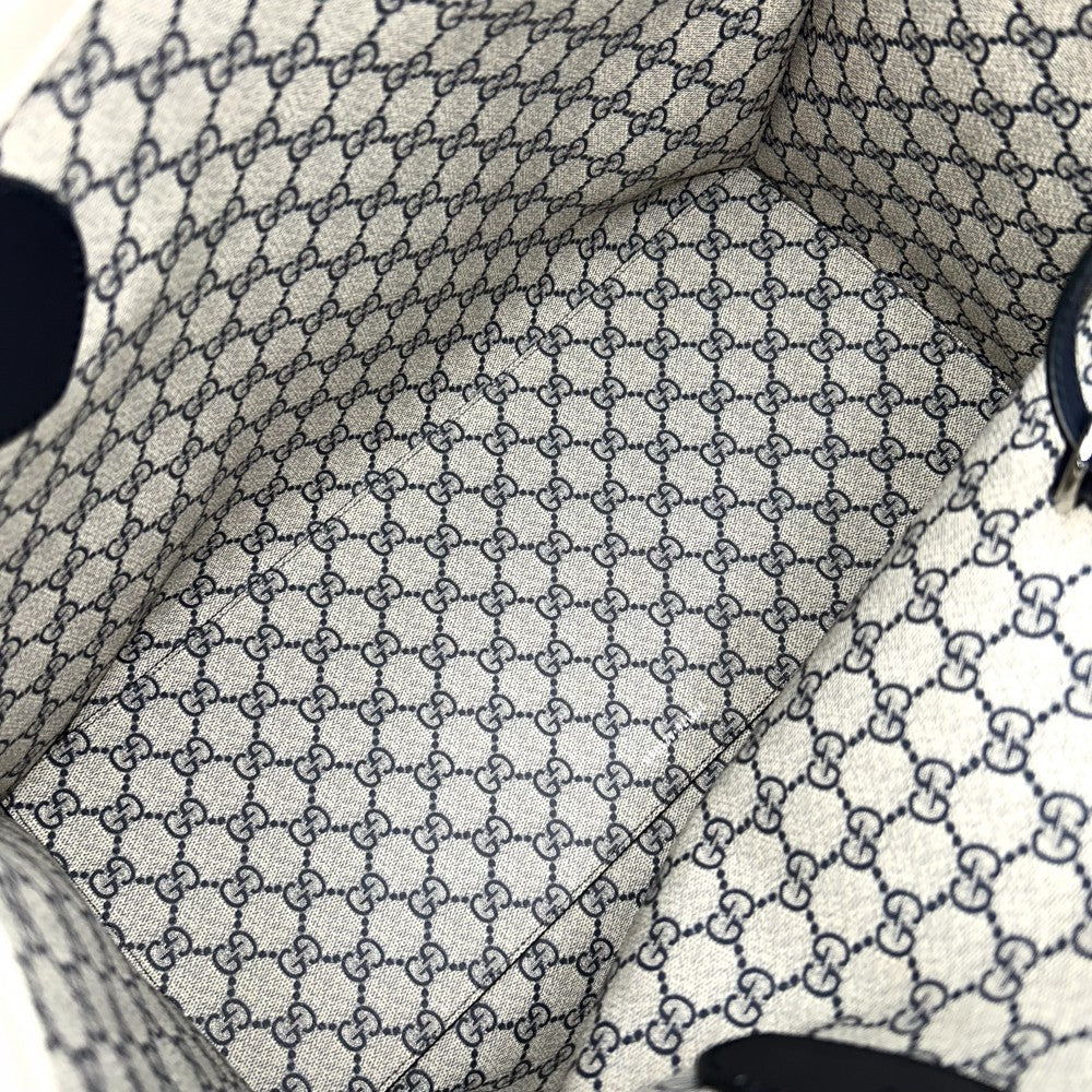 【開店SALE】 GUCCI グッチ トートバッグ ロゴ ハンドバッグ かばん 鞄 772176 GGスプリームキャンバス ベージュ ネイビー 紺 シルバー金具 レディース【中古品】