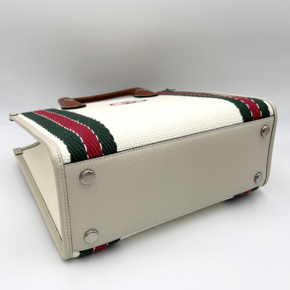 【開店SALE】 GUCCI グッチ 2WAY インターロッキングG トートバッグ ショルダーバッグ ハンドバッグ 鞄 かばん 701737 キャンバス レザー アイボリー シルバー金具 レディース【中古品】