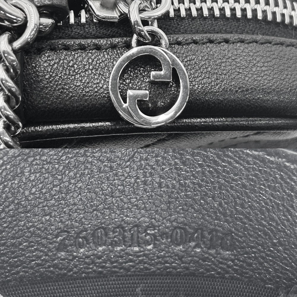 GUCCI グッチ ショルダーバッグ GG ブロンディ チェーンポシェット 小さめ かばん 鞄 760315 レザー ブラック 黒 シルバー金具 レディース【中古品】