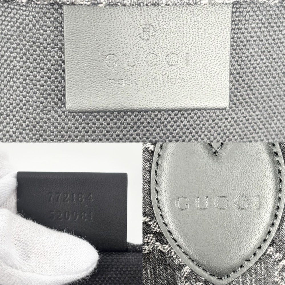【開店SALE】 GUCCI グッチ トートバッグ オフィディア ラージトート ハンドバッグ GG 772184 デニム レザー ブラック 黒 シルバー金具 レディース【中古品】