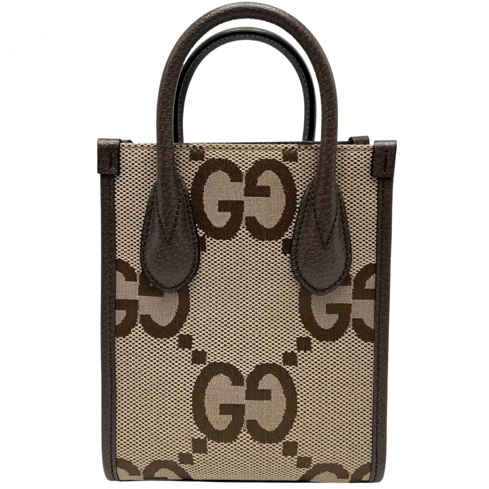 GUCCI グッチ 2WAY ジャンボGG ミニトートバッグ ハンドバッグ ショルダーバッグ 699406 ジャンボGGキャンバス ベージュ ブラウン 茶 ゴールド金具 レディース【中古品】