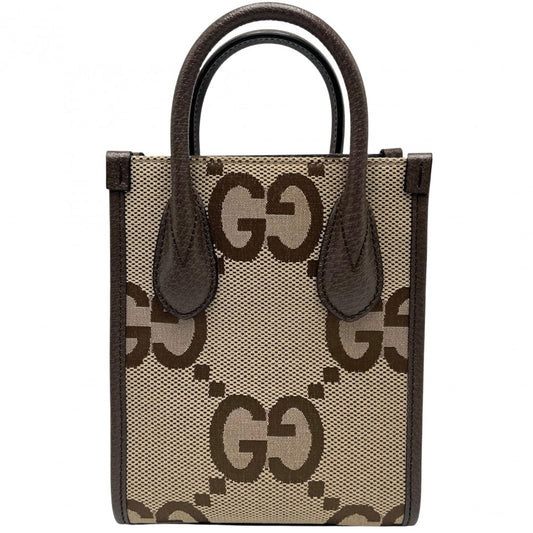 GUCCI グッチ 2WAY ジャンボGG ミニトートバッグ ハンドバッグ ショルダーバッグ 699406 ジャンボGGキャンバス ベージュ ブラウン 茶 ゴールド金具 レディース【中古品】