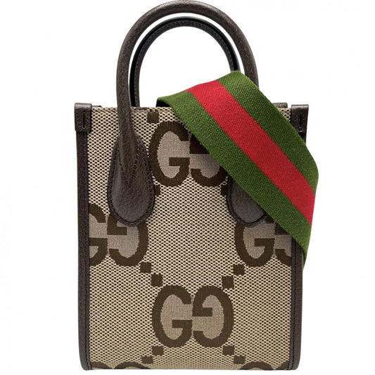 GUCCI グッチ 2WAY ジャンボGG ミニトートバッグ ハンドバッグ ショルダーバッグ 699406 ジャンボGGキャンバス ベージュ ブラウン 茶 ゴールド金具 レディース【中古品】