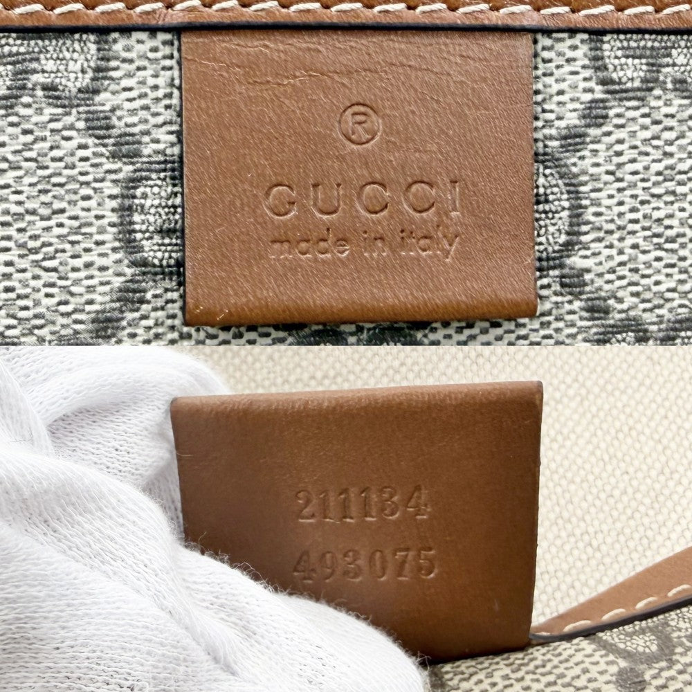 【開店SALE】 GUCCI グッチ トートバッグ ハンドバッグ シェリーライン A4対応 男女兼用 メンズ レディース 211134 GGスプリームキャンバス レザー ベージュ ブラウン 茶 ゴールド金具 ユニセックス【中古品】