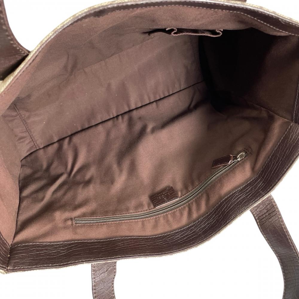 GUCCI グッチ トートバッグ GGロゴ 141624 GGスプリームキャンバス ベージュ ダークブラウン シルバー金具 レディース【中古品】