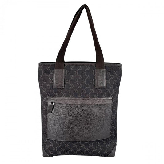 GUCCI グッチ トートバッグ GGロゴ スクエア型 180450 GGキャンバス ダークブラウン シルバー金具 レディース【中古品】