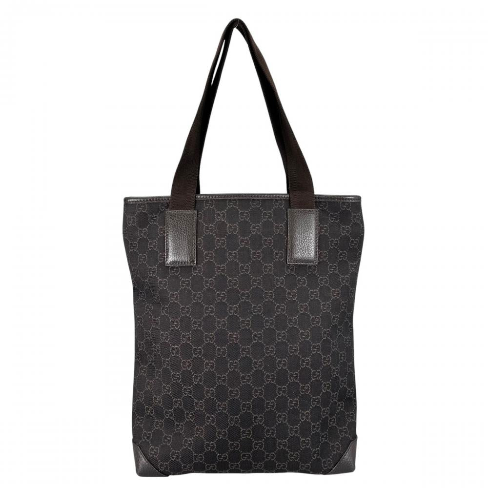 GUCCI グッチ トートバッグ GGロゴ スクエア型 180450 GGキャンバス ダークブラウン シルバー金具 レディース【中古品】