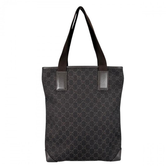 GUCCI グッチ トートバッグ GGロゴ スクエア型 180450 GGキャンバス ダークブラウン シルバー金具 レディース【中古品】