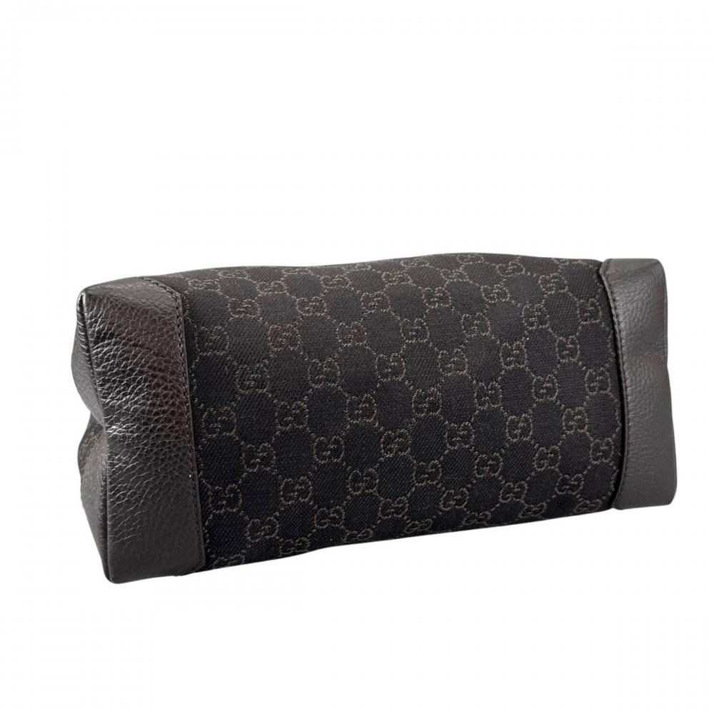 GUCCI グッチ トートバッグ GGロゴ スクエア型 180450 GGキャンバス ダークブラウン シルバー金具 レディース【中古品】