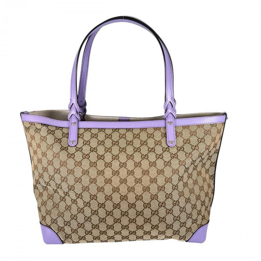 GUCCI グッチ トートバッグ ポーチ付き 247209 GGキャンバス カーフ パープル 紫
 ゴールド金具 レディース【中古品】
