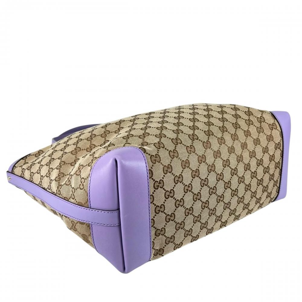 GUCCI グッチ トートバッグ ポーチ付き 247209 GGキャンバス カーフ パープル 紫
 ゴールド金具 レディース【中古品】