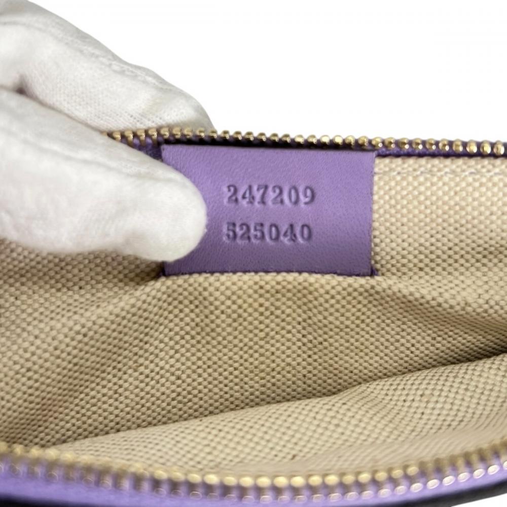 GUCCI グッチ トートバッグ ポーチ付き 247209 GGキャンバス カーフ パープル 紫
 ゴールド金具 レディース【中古品】