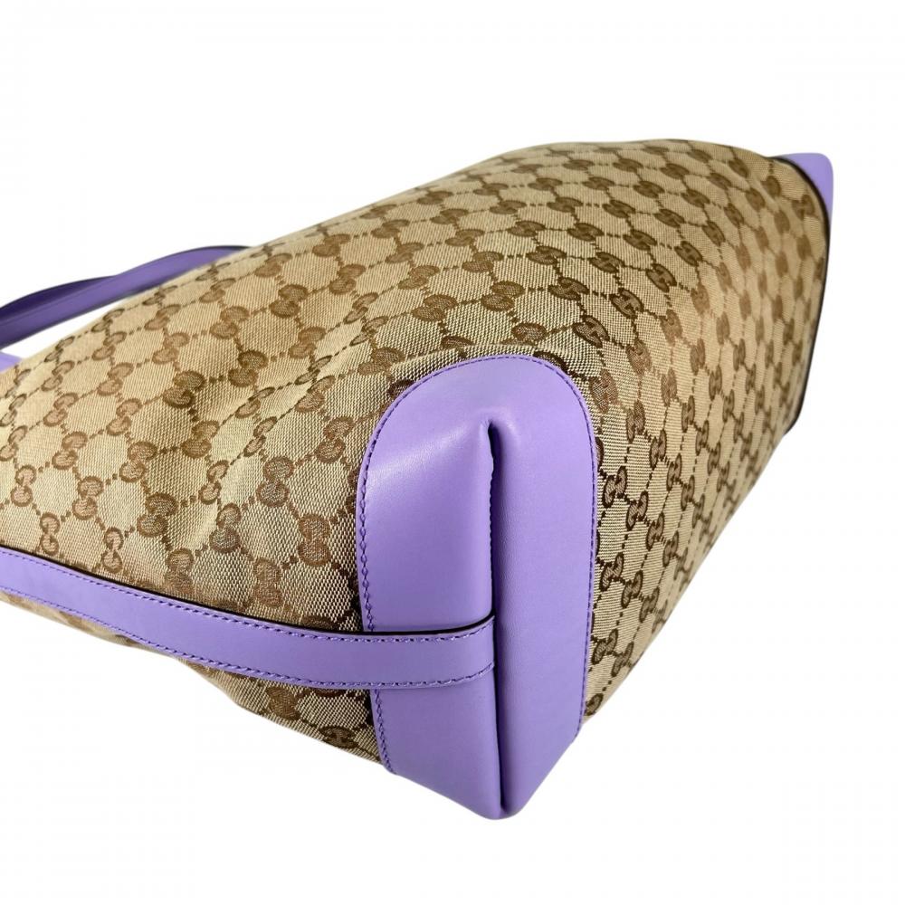 GUCCI グッチ トートバッグ ポーチ付き 247209 GGキャンバス カーフ パープル 紫
 ゴールド金具 レディース【中古品】