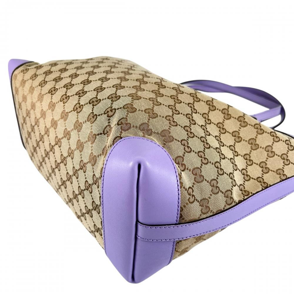 GUCCI グッチ トートバッグ ポーチ付き 247209 GGキャンバス カーフ パープル 紫
 ゴールド金具 レディース【中古品】