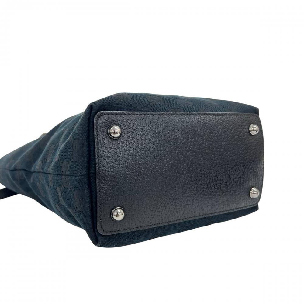 GUCCI グッチ トートバッグ モノグラム 120840 GGキャンバス レザー ブラック 黒 シルバー金具 レディース【中古品】
