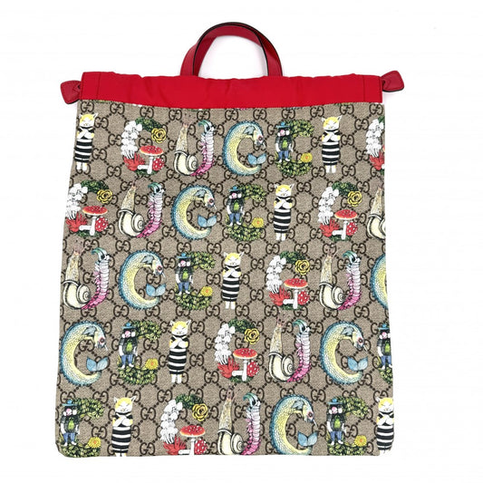 GUCCI グッチ リュック ヒグチユウコ コラボ チルドレンズ 550775 GGスプリームキャンバス レザー ベージュ レッド 赤 レディース【中古品】