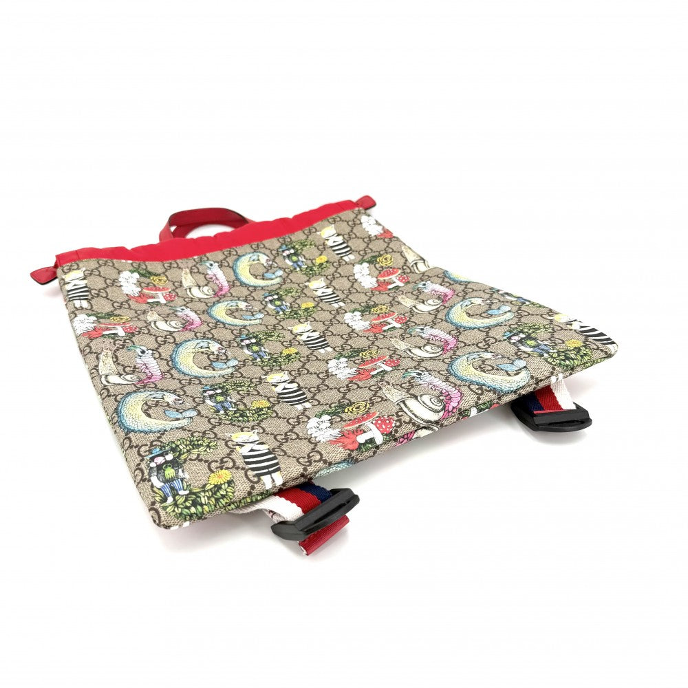GUCCI グッチ リュック ヒグチユウコ コラボ チルドレンズ 550775 GGスプリームキャンバス レザー ベージュ レッド 赤 レディース【中古品】