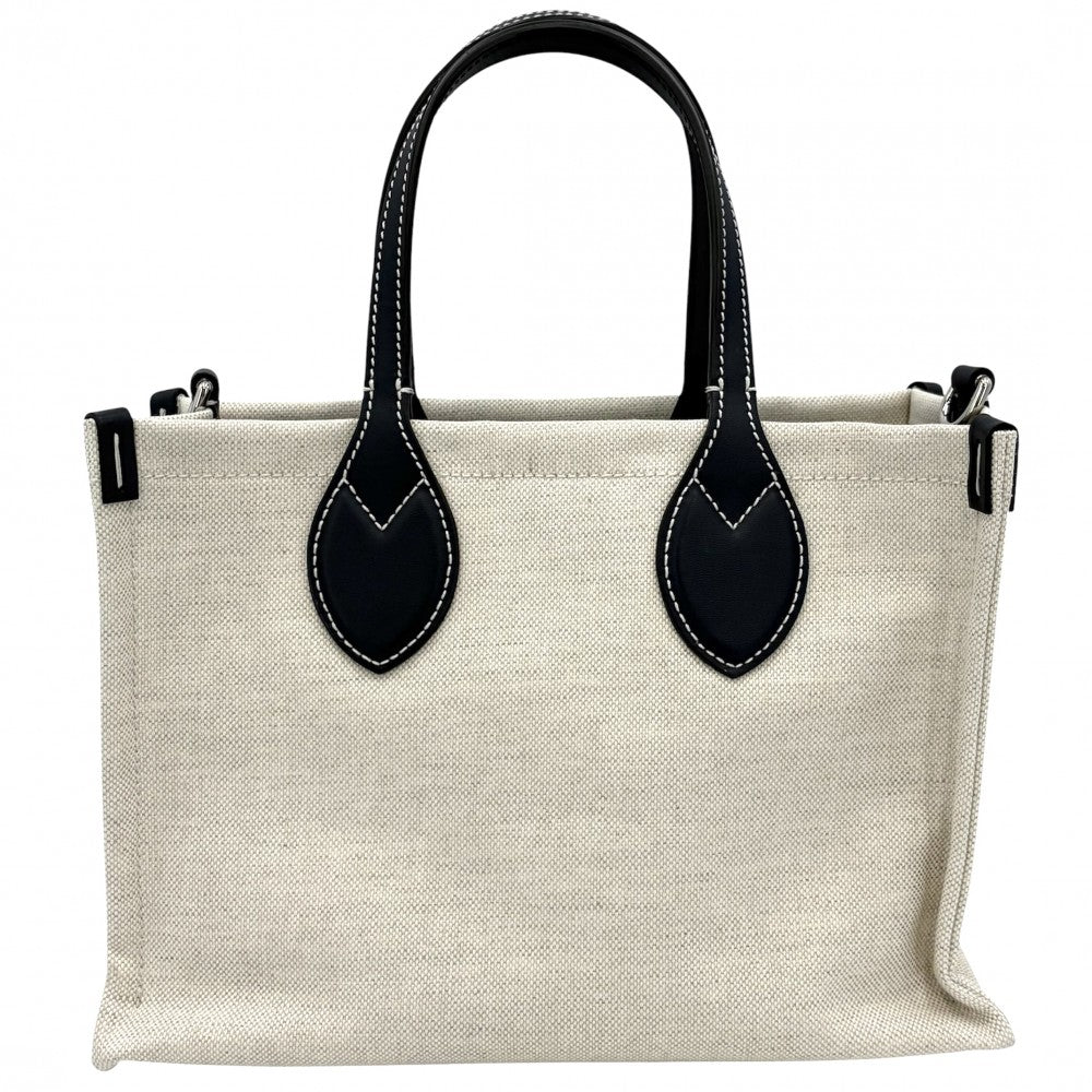 GUCCI グッチ 2WAY ミディアムトートバッグ ハンドバッグ ショルダーバッグ グッチリド 772144 コットンリネンキャンバス レザー ベージュ ネイビー 紺 シルバー金具 レディース【中古品】