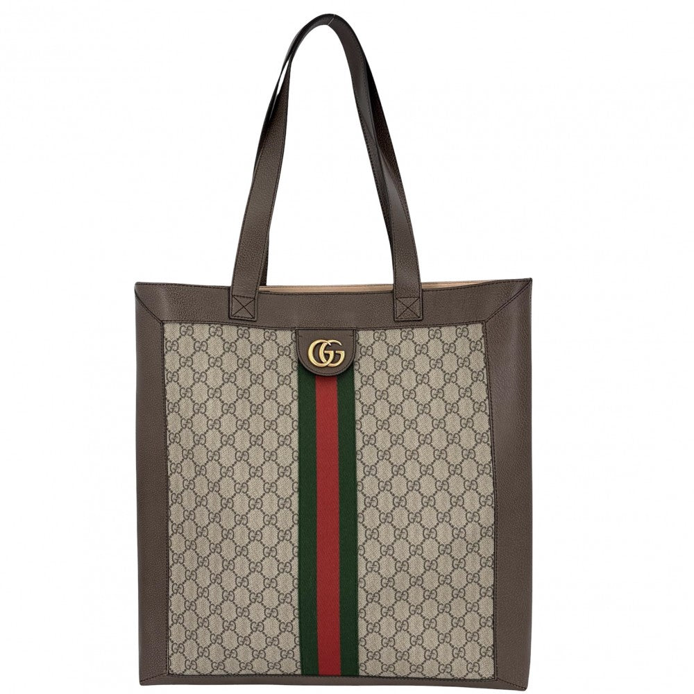 GUCCI グッチ トートバッグ オフィディア ハンドバッグ シェリーライン A4対応 メンズ レディース 519335 GGスプリームキャンバス レザー ベージュ ブラウン 茶 ゴールド金具 ユニセックス【中古品】