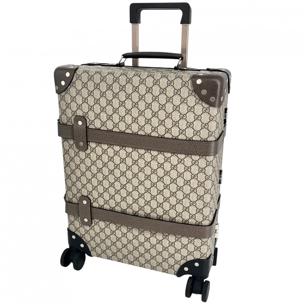 【開店SALE】 GUCCI グッチ キャリーバッグ グローブトロッター コラボ GGキャリーオンバッグ GLOBE TROTTER トランク スーツケース トラベルバッグ 533618 GGスプリームキャンバス レザー ベージュ ブラウン 茶 シルバー金具 ユニセックス【中古品】