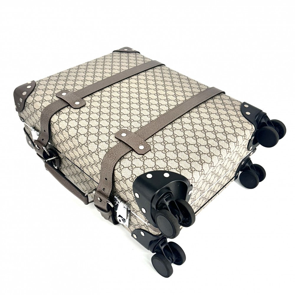 【開店SALE】 GUCCI グッチ キャリーバッグ グローブトロッター コラボ GGキャリーオンバッグ GLOBE TROTTER トランク スーツケース トラベルバッグ 533618 GGスプリームキャンバス レザー ベージュ ブラウン 茶 シルバー金具 ユニセックス【中古品】