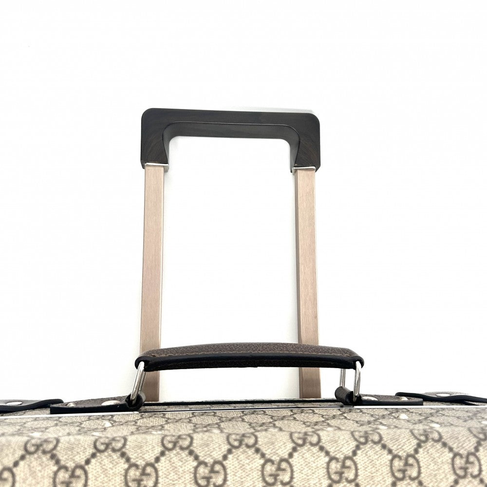 【開店SALE】 GUCCI グッチ キャリーバッグ グローブトロッター コラボ GGキャリーオンバッグ GLOBE TROTTER トランク スーツケース トラベルバッグ 533618 GGスプリームキャンバス レザー ベージュ ブラウン 茶 シルバー金具 ユニセックス【中古品】