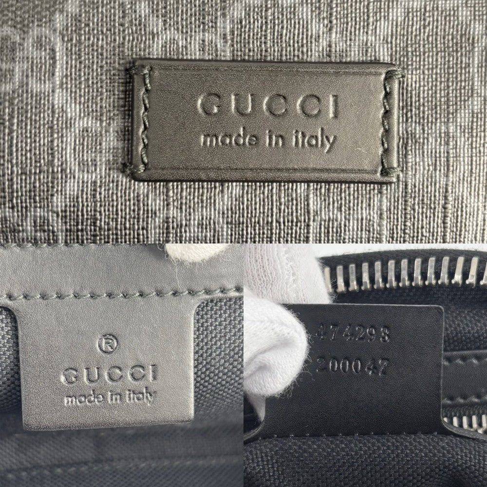 GUCCI グッチ ウエストバッグ ベルトバッグ ボディバッグ ウェブストライプ 小さめ 474293 GGスプリームキャンバス レザー ブラック 黒 シルバー金具 メンズ【中古品】