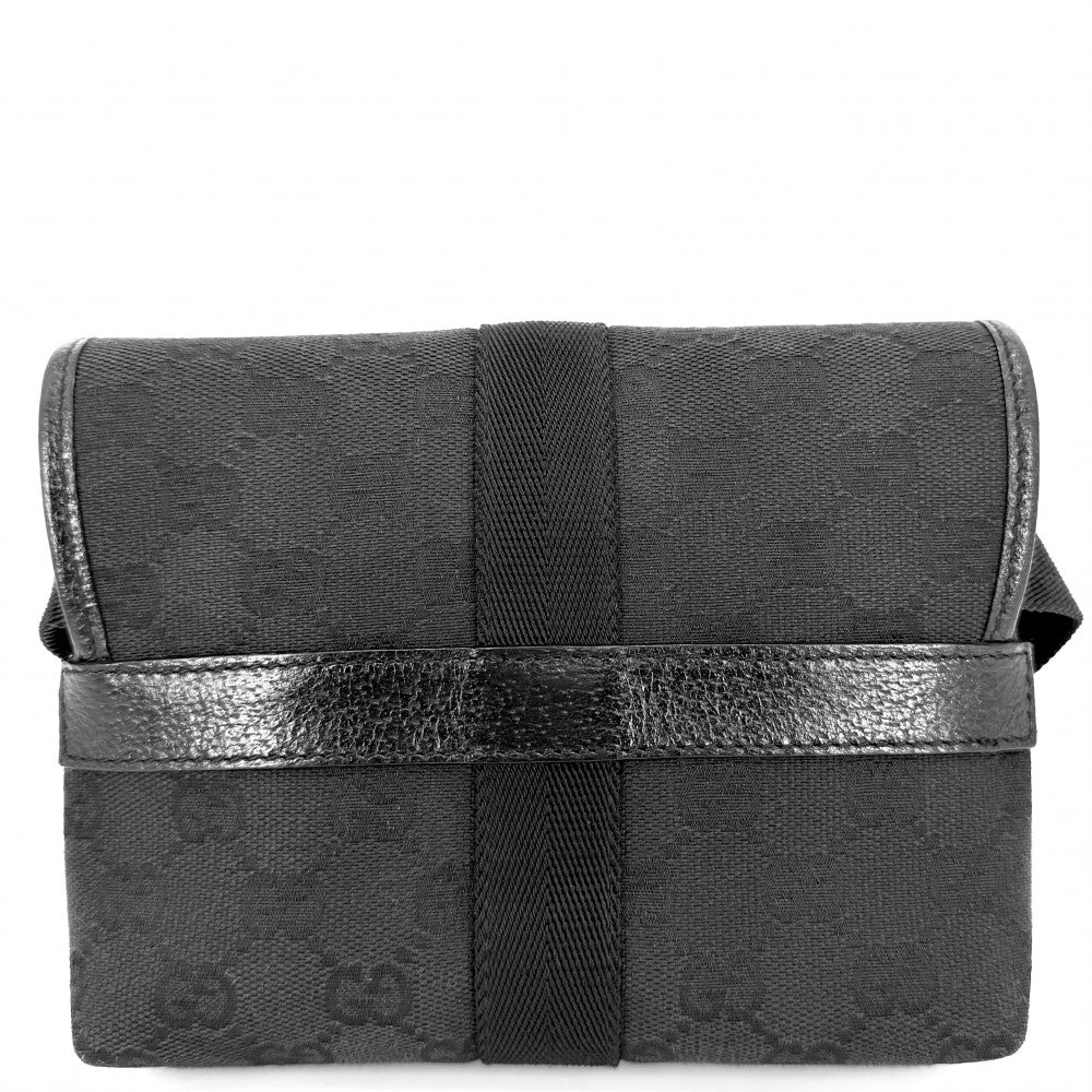 GUCCI グッチ ウエストバッグ ボディバッグ 131236 GGキャンバス ブラック 黒 シルバー金具 メンズ【中古品】