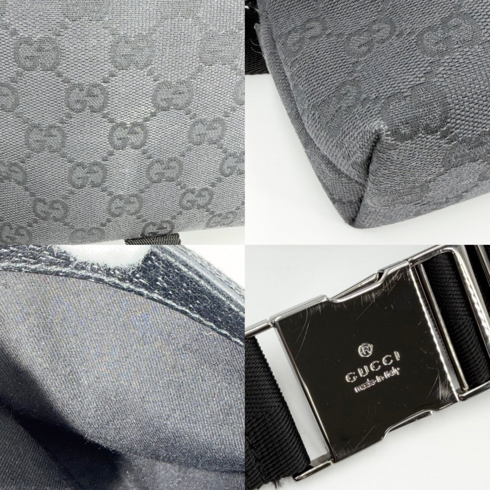 GUCCI グッチ ウエストバッグ ボディバッグ 131236 GGキャンバス ブラック 黒 シルバー金具 メンズ【中古品】
