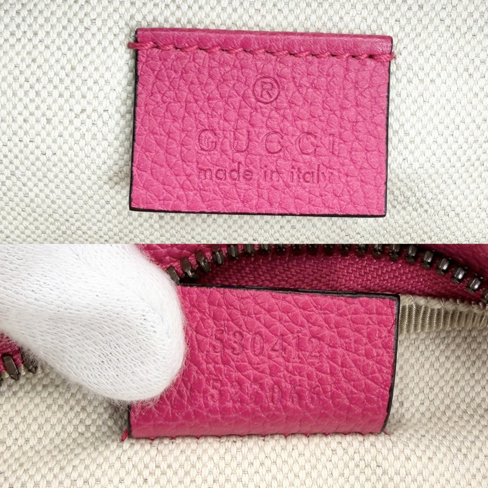 GUCCI グッチ ウエストバッグ ロゴプリント ボディバッグ シェリーライン 530412 レザー ピンク ゴールド金具 ユニセックス【中古品】