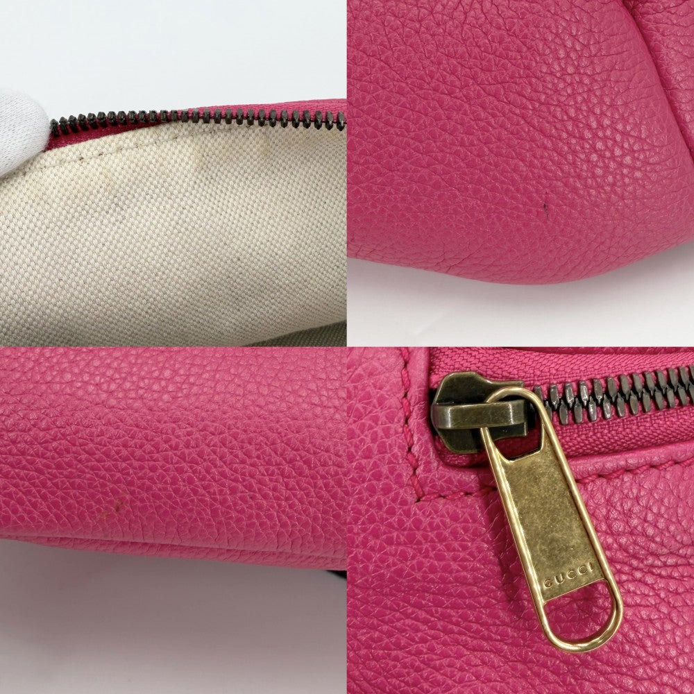 GUCCI グッチ ウエストバッグ ロゴプリント ボディバッグ シェリーライン 530412 レザー ピンク ゴールド金具 ユニセックス【中古品】
