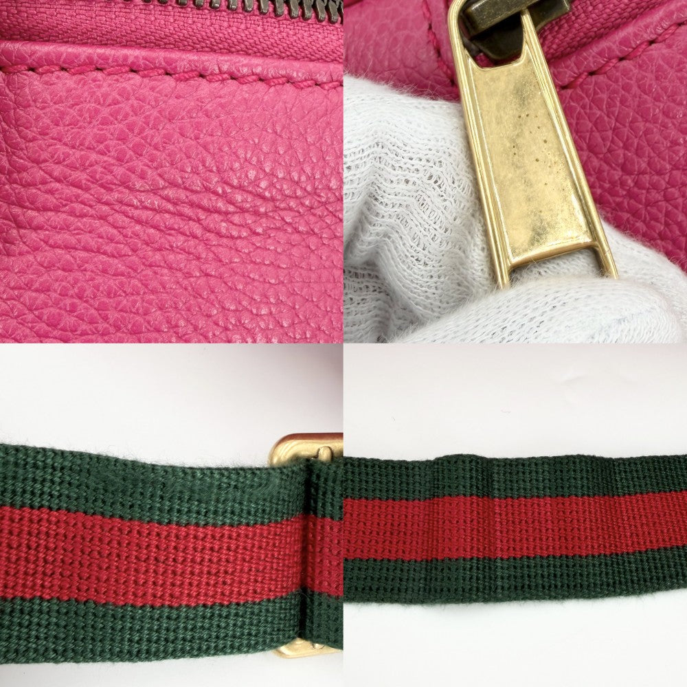 GUCCI グッチ ウエストバッグ ロゴプリント ボディバッグ シェリーライン 530412 レザー ピンク ゴールド金具 ユニセックス【中古品】