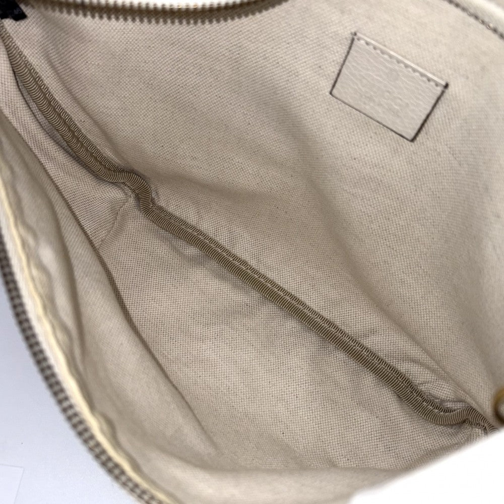 GUCCI グッチ ウエストバッグ ロゴプリント ボディバッグ シェリーライン 530412 レザー ホワイト 白 ゴールド金具 ユニセックス【中古品】