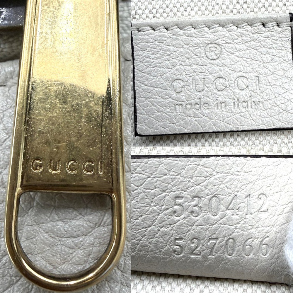 GUCCI グッチ ウエストバッグ ロゴプリント ボディバッグ シェリーライン 530412 レザー ホワイト 白 ゴールド金具 ユニセックス【中古品】