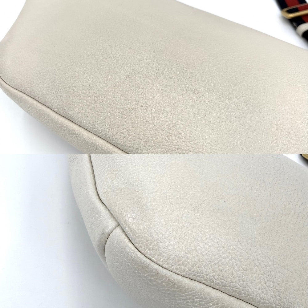 GUCCI グッチ ウエストバッグ ロゴプリント ボディバッグ シェリーライン 530412 レザー ホワイト 白 ゴールド金具 ユニセックス【中古品】