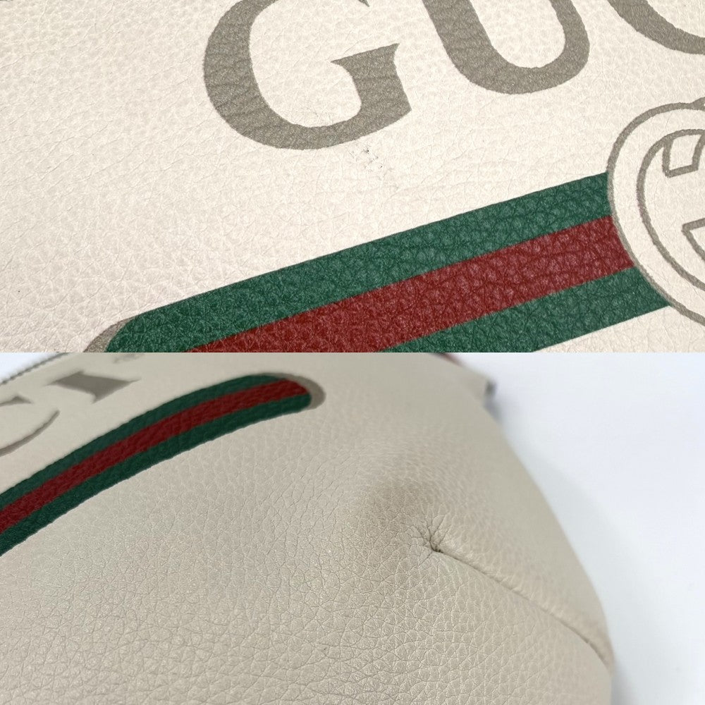 GUCCI グッチ ウエストバッグ ロゴプリント ボディバッグ シェリーライン 530412 レザー ホワイト 白 ゴールド金具 ユニセックス【中古品】