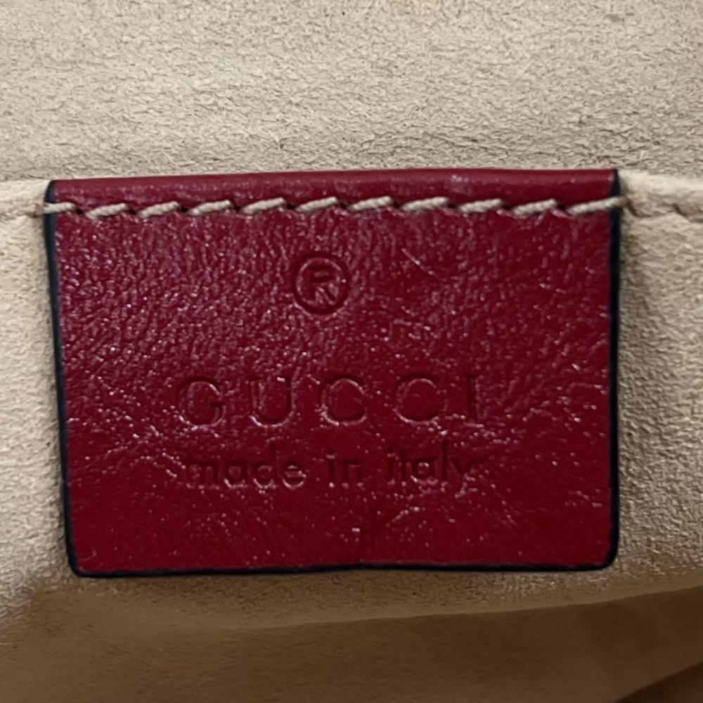 GUCCI グッチ ボディバッグ GGマーモント キルティング ウエストバッグ 476434 レザー ブラック 黒 レッド 赤 ゴールド金具 レディース【中古品】