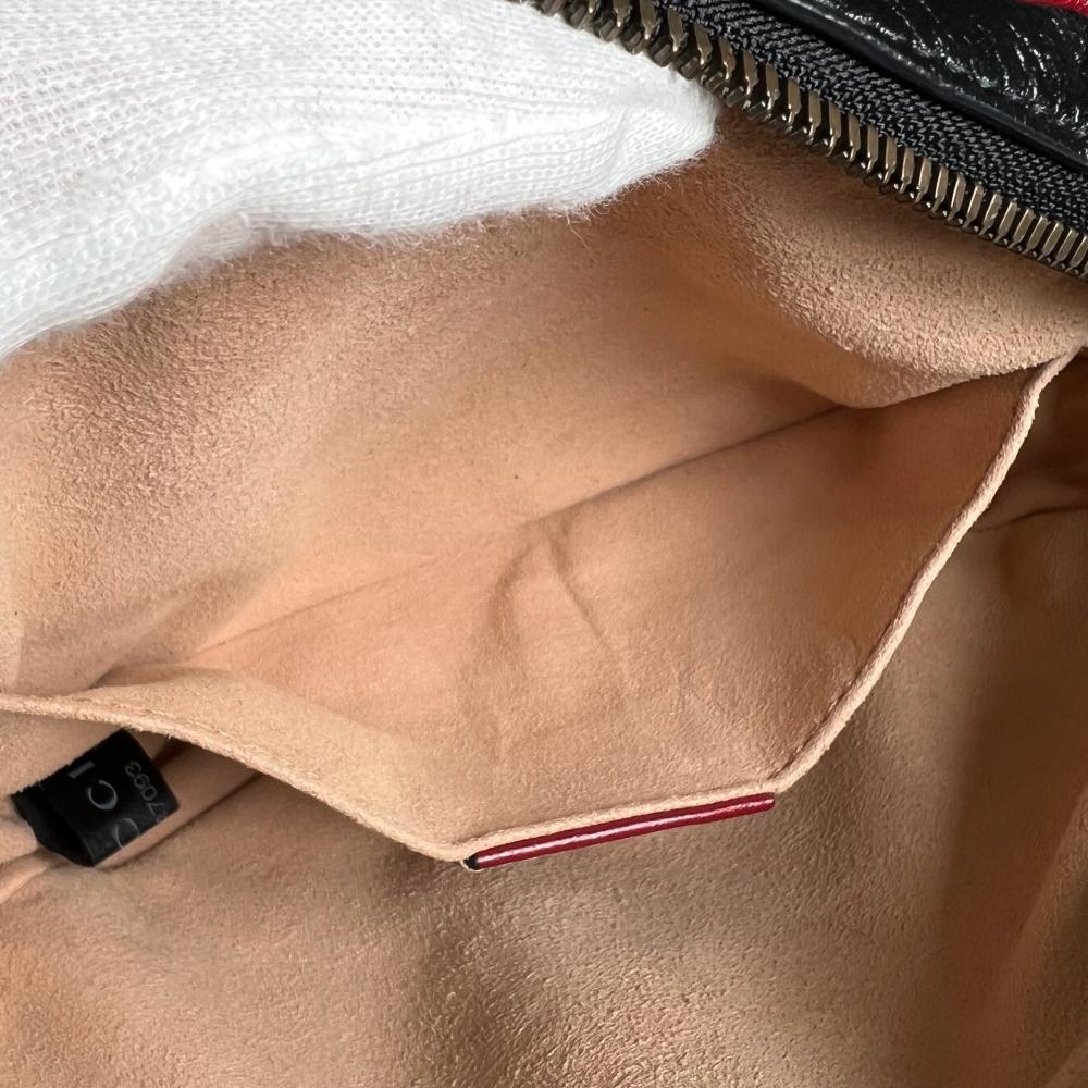 GUCCI グッチ ボディバッグ GGマーモント キルティング ウエストバッグ 476434 レザー ブラック 黒 レッド 赤 ゴールド金具 レディース【中古品】