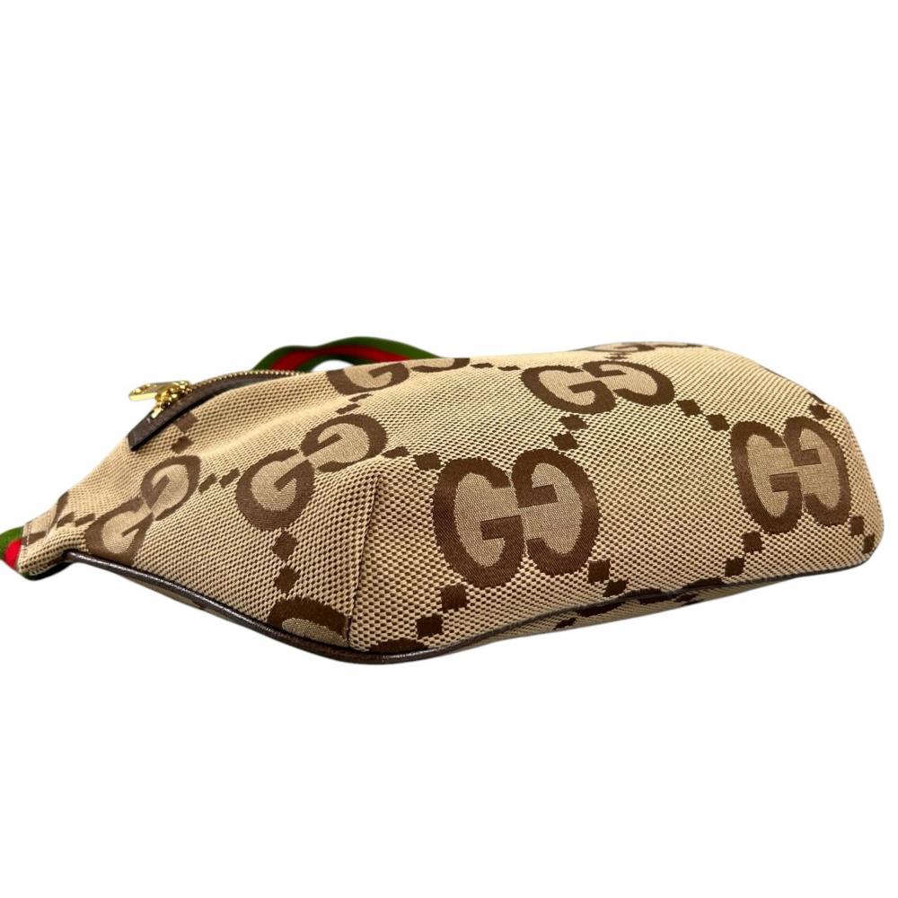 GUCCI グッチ ショルダーバッグ GGジャンボ シェリーライン 696031 GGキャンバス レザー ブラウン 茶 レッド 赤 ゴールド金具 メンズ【中古品】