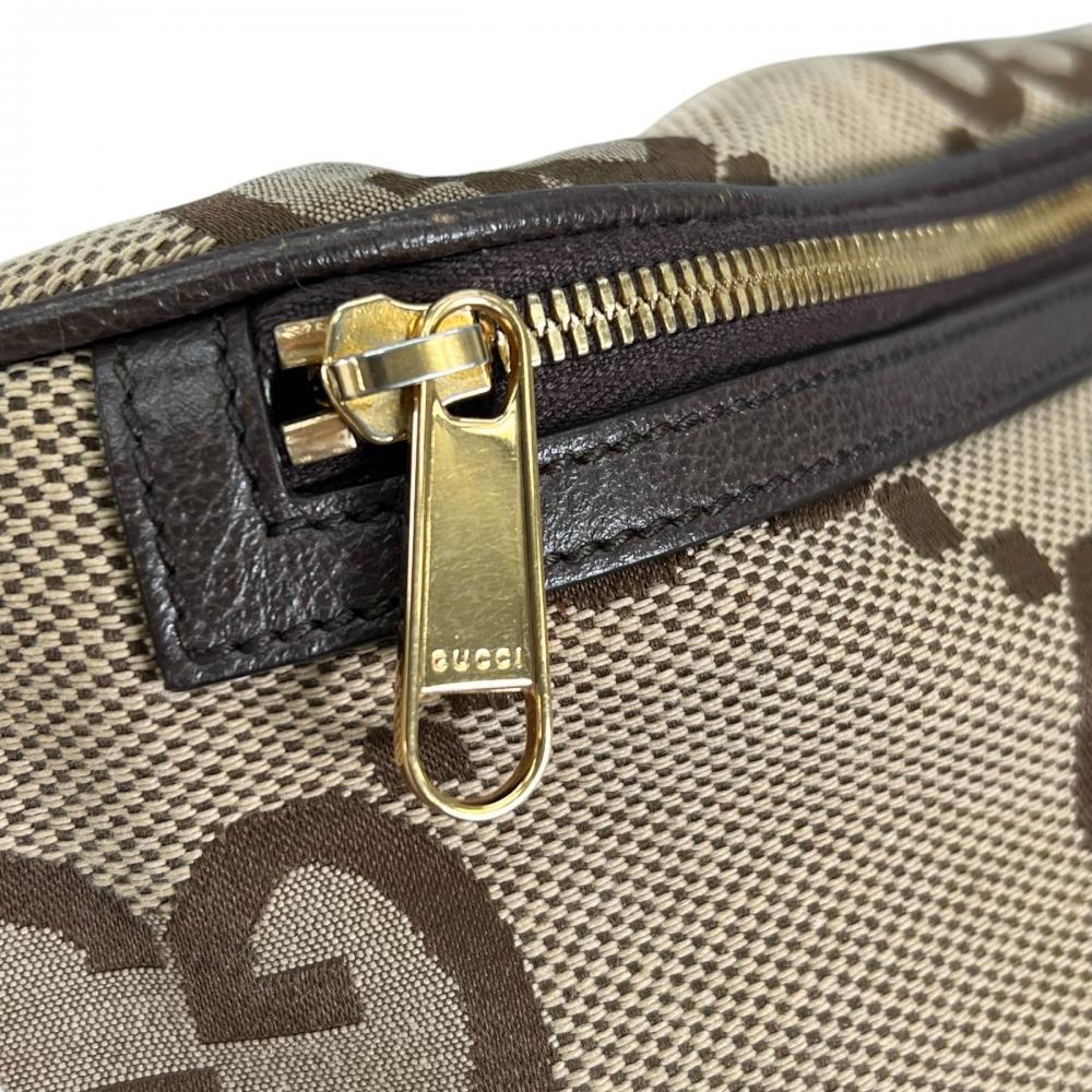 GUCCI グッチ ショルダーバッグ GGジャンボ シェリーライン 696031 GGキャンバス レザー ブラウン 茶 レッド 赤 ゴールド金具 メンズ【中古品】