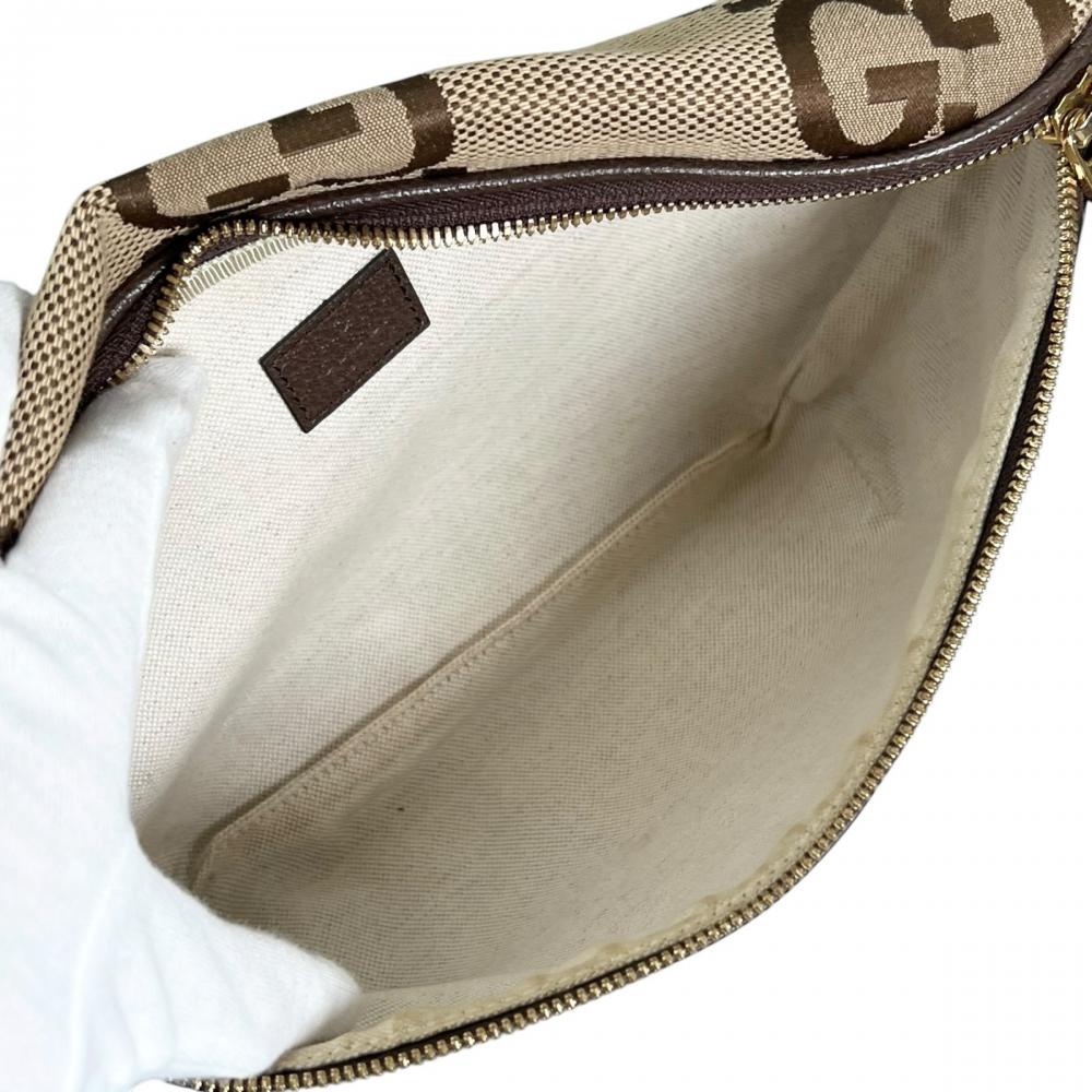 GUCCI グッチ ショルダーバッグ GGジャンボ シェリーライン 696031 GGキャンバス レザー ブラウン 茶 レッド 赤 ゴールド金具 メンズ【中古品】