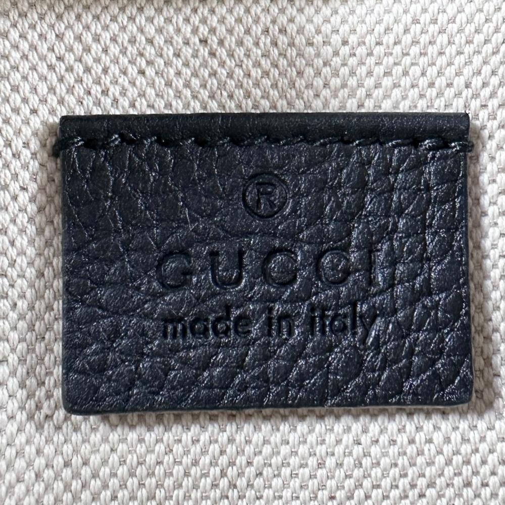 GUCCI グッチ ボディバッグ シェリーライン ロゴプリント ウエストポーチ 527792 レザー ブラック 黒 アンティークゴールド金具 メンズ【中古品】