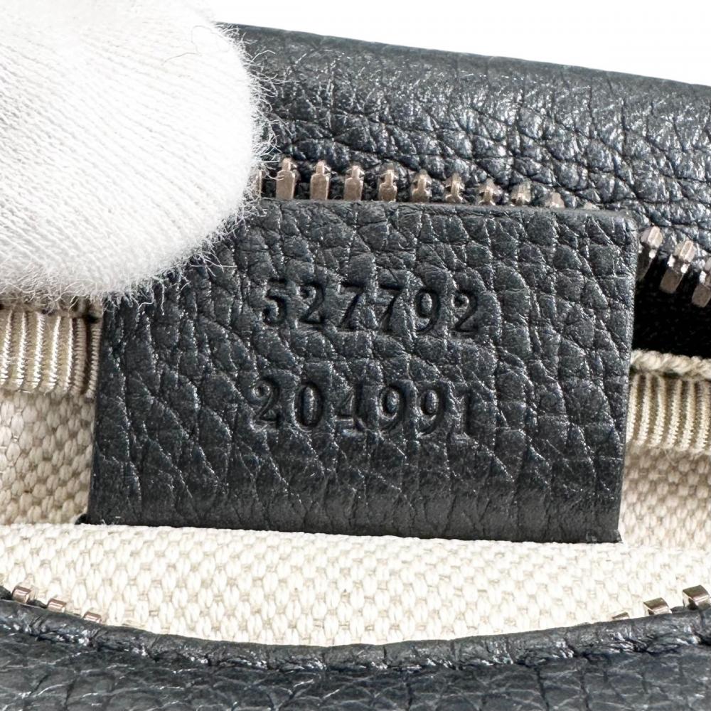 GUCCI グッチ ボディバッグ シェリーライン ロゴプリント ウエストポーチ 527792 レザー ブラック 黒 アンティークゴールド金具 メンズ【中古品】